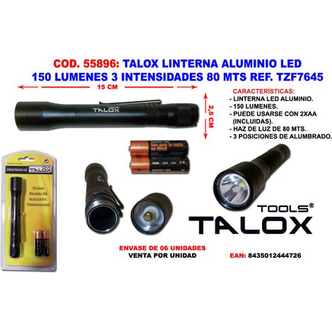 Linterna aluminio LED TALOX 150 lúmenes 3 intensidades 80 m
