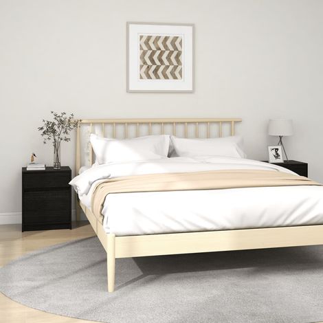 vidaXL Comodini 2 pz Neri 40x31x50 cm in Legno Massello di Pino (1/5)