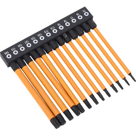 Lot de 13 embouts tournevis étoile 100mm T5-T40 queue hexagonale 1/4 pouce acier allié S2 avec support de rangement (1/5)