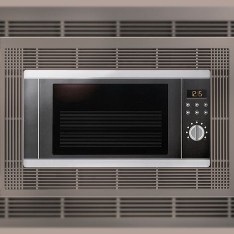 Emuca – Cadre pour micro-ondes à encastrer 600mm – Plastique nickel satiné – Grillage ajustable pour intégration parfaite – Montage facile inclus