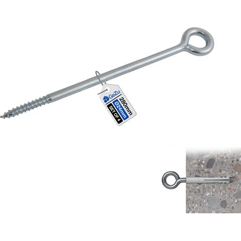 Lot de 4 Boulon à oeil 230 mm Galvanisé Boulons à anneau à œil à tige à vis Fermée Robuste