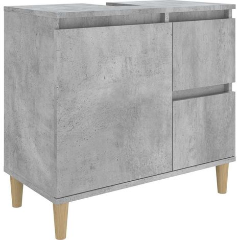 Armadietto da Bagno Mobile da Bagno Grigio Cemento 65x33x60cm Legno Multistrato (1/5)