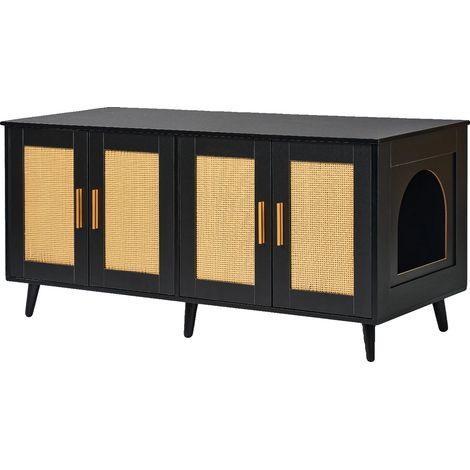 Enclos pour bac à litière, design multifonctionnel, construction robuste, 47.2 en noir (1/2)