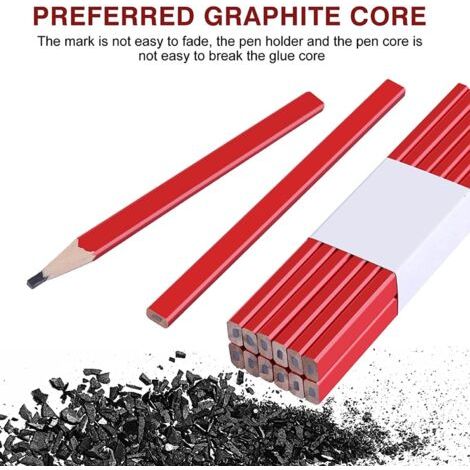 Confezione da 70 matite piatte da carpentiere da 17 cm – Mina in grafite per superfici ruvide – Scrittura extra-scorrevole su legno e cemento (1/4)