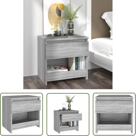 The Living Store Nachttisch Grau Sonoma 40x30x39 cm Holzwerkstoff - Nachttisch - Beistelltisch - Wohnzimmer Dekoration - Grau - Holzmöbel (1/5)