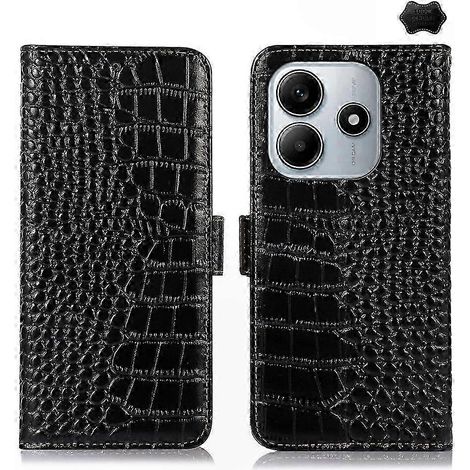 Étui en cuir de vachette véritable à texture crocodile pour smartphone 5G, coque premium avec motif reptile, format universel, protection élégante et robuste. (1/4)
