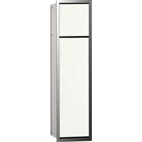 Armoire de Salle de Bain encastrée pour WC, chromé/Verre Blanc, Armoire encastrée, butée de Porte au Choix (1/5)