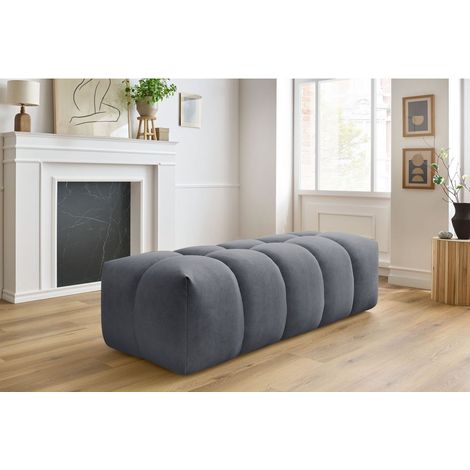BOBOCHIC - Pouf MONT-BLANC velours   Gris foncé (1/5)