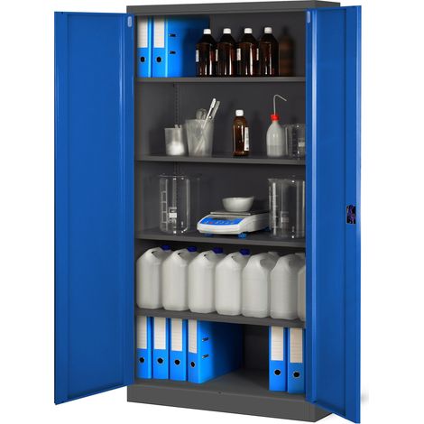 Armoire de Bureau Métal 4 Étagères Verrouillable 195 x 90 x 40 cm (1/5)