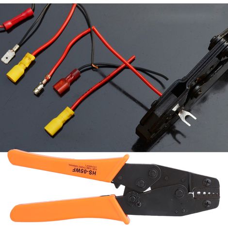 Pince à sertir à cliquet avec poignée orange, outil manuel pour sertir les câbles de 0,5 à 6 mm² (20 à 10 AWG). (1/5)