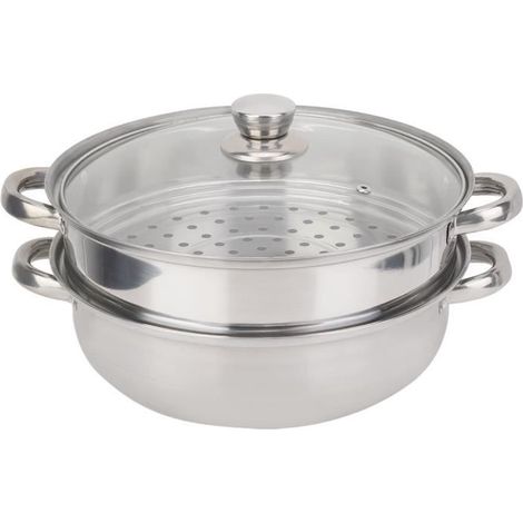 Fafeicy Casserole À Vapeur 2 Niveaux Cuiseur en Acier Inoxydable Casserole De Cuisson Ustensiles De Cuisine À Double Usage LS008 (1/4)