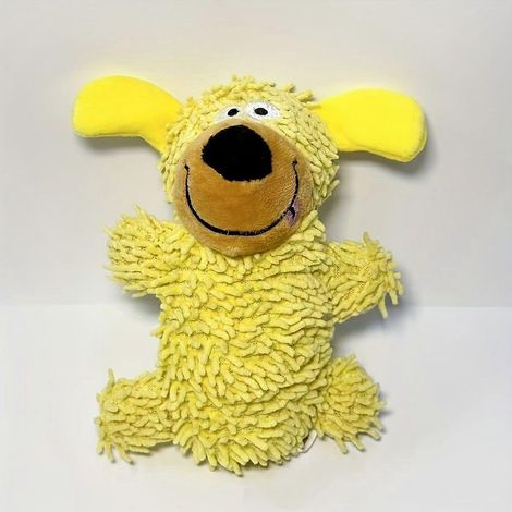 Jouet pour chien en peluche résistant aux mâchouillages et qui couine, os de dentition en forme de serpillière pour chiots de petites et grandes races (1/5)