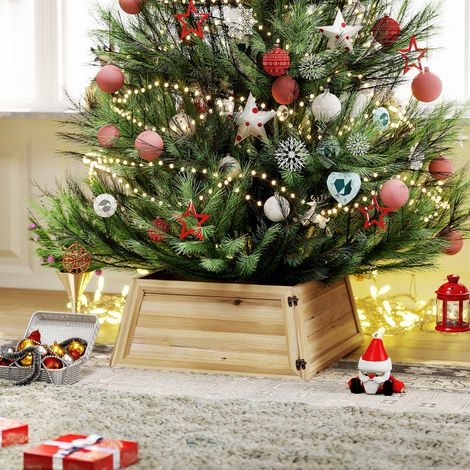 Jupe de sapin de Noël 65 x 65 cm, collerette de sapin en bois de sapin naturel (1/5)