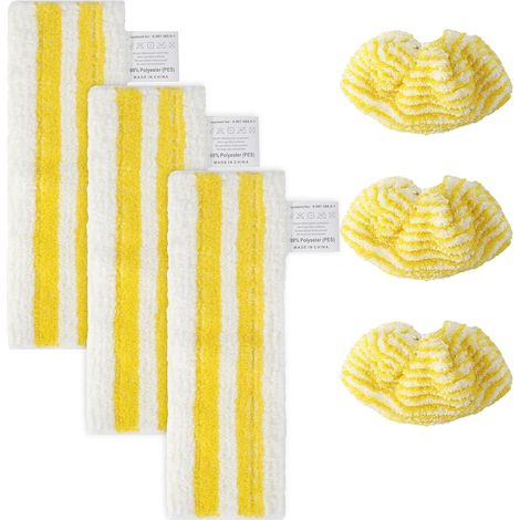 6 Pièces Lingettes de Rechange en Microfibre pour Kärcher Easyfix SC1, SC2, SC3, SC4, SC5, 3 Chiffons pour Suceur de Sol et 3 Chiffons, Lingette Vapeur pour Tous Types de Sols (1/5)