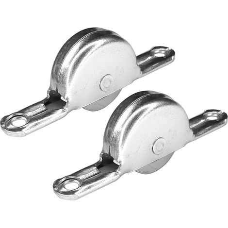 2x 24mm Steel Groove Sliding Cabinet Door Roller Roller with Ball Bearing Support Guide