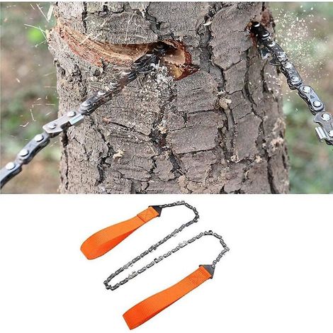 Scie à main portative de tronçonneuse, scie à câble pour équipement de survie, lame bidirectionnelle en acier (11 dents, 103 cm) (1/3)