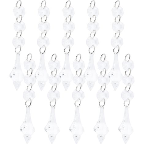 10 Pièces Pendentif Cristal Acrylique Effet Taper Perles Irrégulières Décoration Lampe DIY Transparente (1/5)