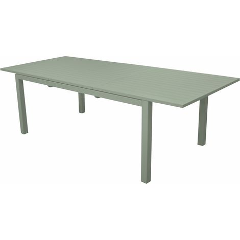 PROLOISIRS Table extensible - GENES - Aluminium époxy amande - Plateau à lattes - 160/240 x 100 cm