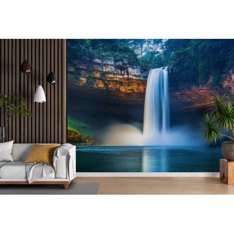 Papier peint cascades - chute lumineuse dans la nuit - 150 x 250 cm (1/2)