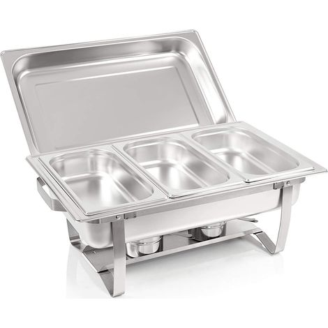 Bc-elec - F433-3 Speisenwärmer Buffetwärmer 3x GN1/3 bain marie mit Deckel, 60x37x29cm (1/5)