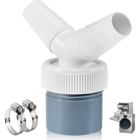 Longziming - Adaptateur de vidange en Y - Raccord en Y pour lave-linge et lave-vaisselle - Répartiteur de vidange en PVC DN40 - Anti-refoulement - Évite les modifications structurelles - 2 pièces (1/5)