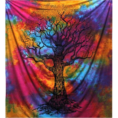Couvre-lit double en coton + tenture murale - Arbre d'hiver- Vendu par 1 (1/3)