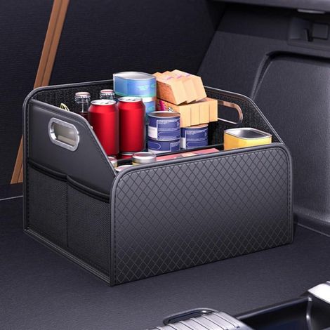 Organisateur de coffre pliable en cuir, rangement multifonctionnel pour SUV et berline (1/5)