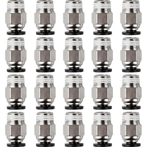Lot de 20 connecteurs PC4-M10 PC4-M10 - Raccord pneumatique droit PC4-M10 - Connecteur pneumatique PC4-M10 - Connecteur pneumatique droit pour imprimante 3D - Raccord rapide - Filetage M10 (1/5)