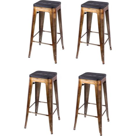 Tabouret de bar en bois et métal design vintage LIV (1/2)