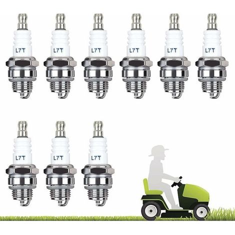 Lot de 10 Bougie D'allumage L7T Bougie Tronconneuse Débroussailleuse Tondeuse pour Moteur à Deux Temps Taille Haie Débroussailleuse (1/5)