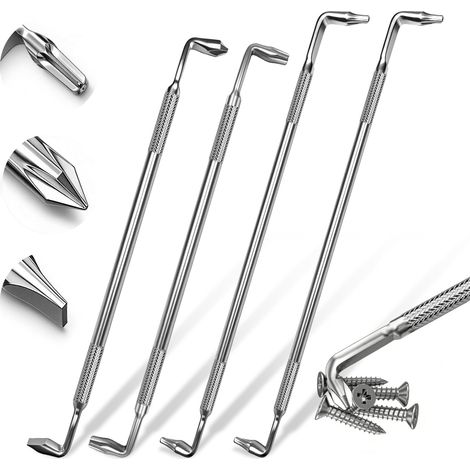 Jeu de 4 Tournevis Coudés 90° Tournevis Plat Hexagone Croisé Tournevis Cruciforme Magnétique Excentrique à Double Extrémité Forme Z Opérations Serrage et Fixation Vis Dans des Espaces Confinés (1/5)