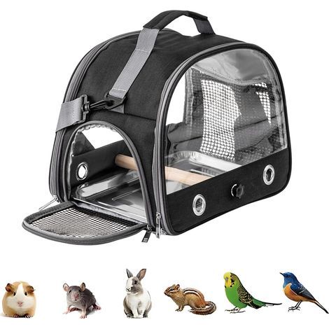 Vogeltragetasche, leicht (0,65 kg), atmungsaktives Netzgewebe, abnehmbare Sitzstange, für Papageien und Kleintiere (1/5)