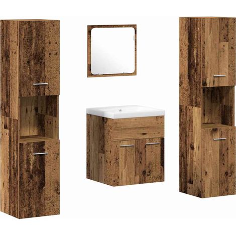 Maison Exclusive - Set di mobili per il bagno con lo scaffale 4 pcs Legno vecchio