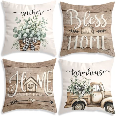 Housse d'oreiller Floral botanique housse d'oreiller, camion 18 x 18 pouces, coussins botaniques Set de 4 (1/5)