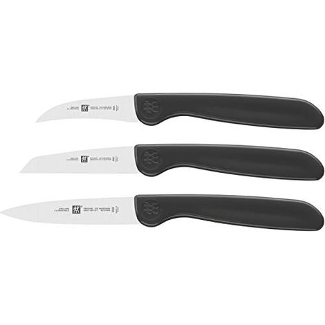 Zwilling 38115-001-0 Die Roten Set Coltelli da Cucina per Verdure, Lame Temprate in Ghiaccio, Manici Neri, 3 Pezzi (1/3)