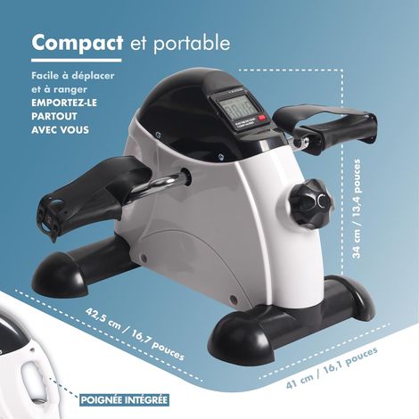 Pedalier d’Appartement Senior avec écran LCD 6 Fonctions – Mini Velo Bras et Jambes Compact avec résistance réglable et poignée de Transport – Design Portable pour Sport Maison (1/5)