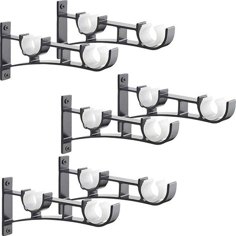 6 Pièces Supports de Tringle à Rideaux en Aluminium, Charge 50 kg, pour Tringles de 1 à 3 cm de Diamètre, avec Vis, Installation Facile (1/5)