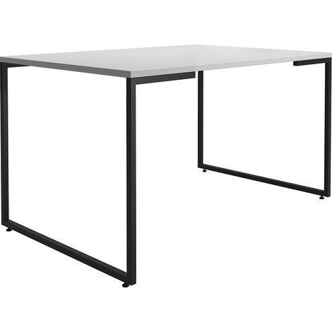 MF - Mesa de Comedor Modelo PORTO 135 - Estructura en Metal negro, Tapa MDP color blanco 135 x 90 cms - (1/4)