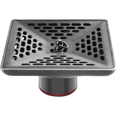 Siphon de sol en acier inoxydable pour salle de douche de salle de bain avec filtration, collecte et désodorisation siphon de sol carré 1010. (1/5)