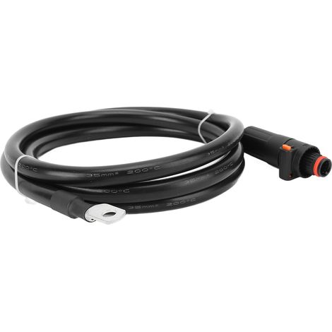 Câble batterie 35mm² fiche droite noire et cosse SC35-8 pour onduleur auto 1m, câble flexible cuivre silicone marine moto tracteur (1/5)