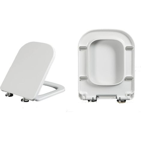 Square toilet seat with soft-close mechanism and top-fixing hinges, rectangular toilet seat with soft-close mechanism, slow-close toilet seat, quick release and easy cleaning (1/4)