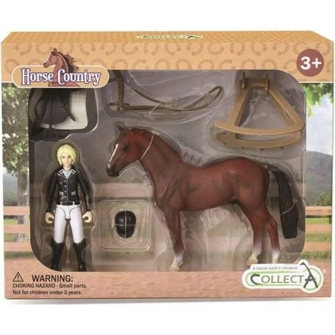 Figura de caballo de juguete Collecta 84244 con jinete y accesorios de silla de montar. (1/2)