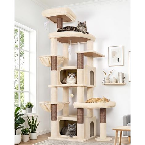 S75 Solide Arbre a Chat 2 Niches 50CM Plateforme pour Grand Chats (1/5)
