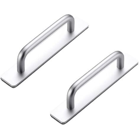 Lot de 2 poignées adhésives en aluminium pour armoire, chambre, salle de bain, cuisine (106 mm, argent) (1/5)
