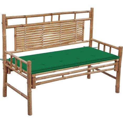 vidaXL Banco de jardín con cojín bambú 120 cm (1/5)