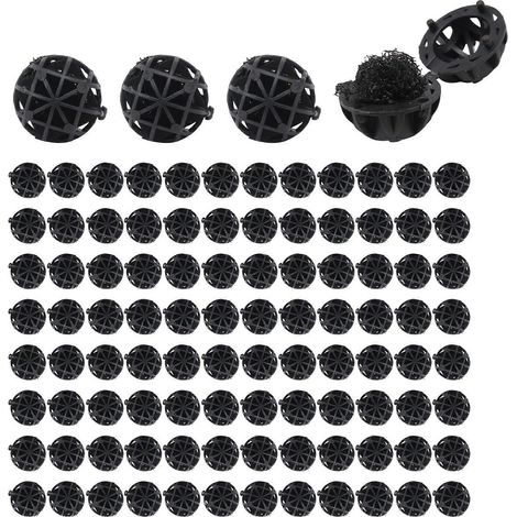 Lot de 100 bio-balles noires de 16 mm pour aquarium, filtre pour aquarium (1/5)
