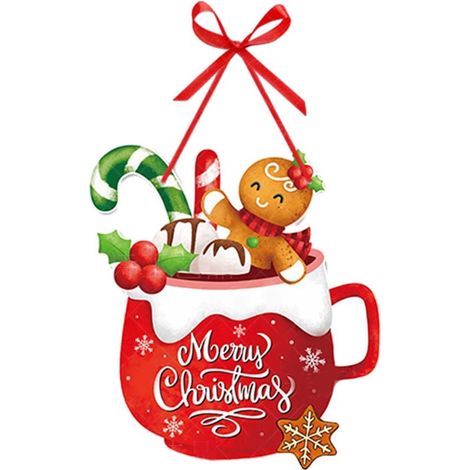 Guirlande Porte Noël - Décoration Porte Fête - Motif Père Noël Arbre Sapin Renne Gnome - Papier Haute Qualité - 39,7 cm - 1 Pièce (1/5)