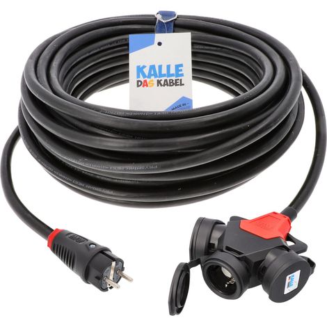 Kalle Verlängerungskabel Schuko 1,5mm² 3-Fach Kupplung IP54 20 Meter (1/4)