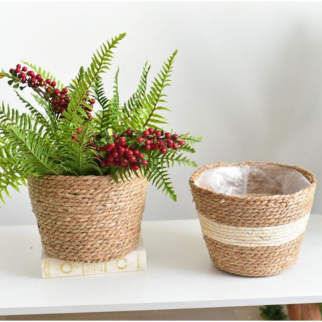 2pcs Paniers Panier Seagrass, Panier Rangement pour Maison Décor, Panier Plante Pot de Fleurs, Panier à Fleurs Plantes, Pot de Fleurs Naturelles Cadeaux pour Enfant Adult--221514cm (1/5)