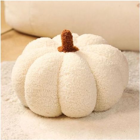 Objets Déco Coussin Peluche Citrouille 28CM Ultra Doux Moelleux pour Canapé Décoration Automne Halloween Thanksgiving Blanc (1/4)